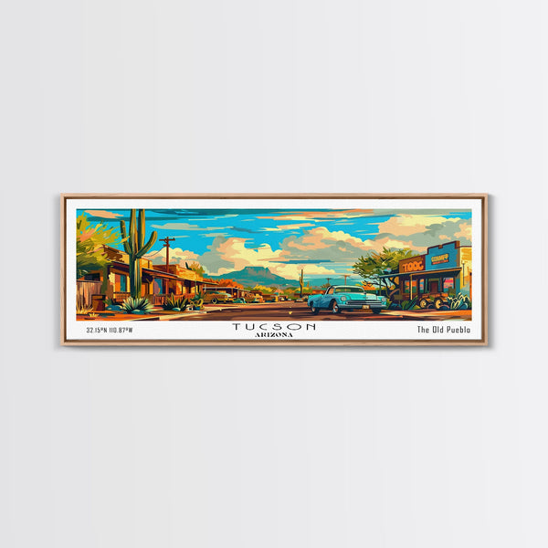 Tucson Arizona Panoramic Wall Art Mid Century Modern Canvas