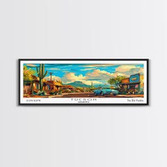 Tucson Arizona Panoramic Wall Art Mid Century Modern Canvas