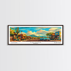 Tucson Arizona Panoramic Wall Art Mid Century Modern Canvas