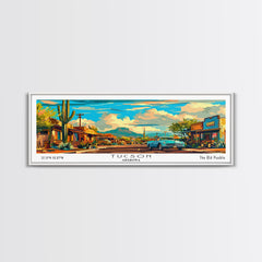 Tucson Arizona Panoramic Wall Art Mid Century Modern Canvas