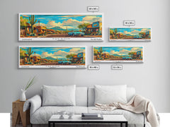 Tucson Arizona Panoramic Wall Art Mid Century Modern Canvas