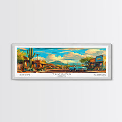 Tucson Arizona Panoramic Wall Art Mid Century Modern Canvas