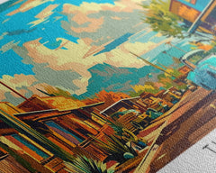 Tucson Arizona Panoramic Wall Art Mid Century Modern Canvas
