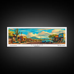 Tucson Arizona Panoramic Wall Art Mid Century Modern Canvas