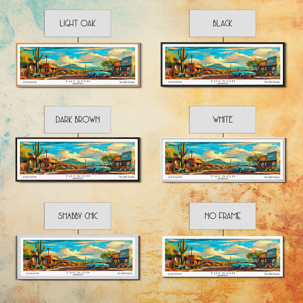 Tucson Arizona Panoramic Wall Art Mid Century Modern Canvas