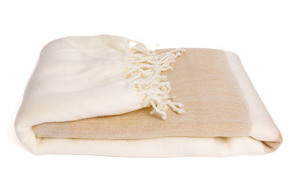 Handwoven Alpaca Throw Blanket Ecuador Tobacco Wheat Kallpa Collection
