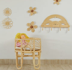 Rattan Daisy Wall Decor Boho Nursery Kids Room Handmade
