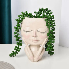 Girl Face Vase Creative Decorative Home Balcony Living Room Ornament