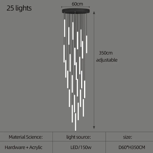Staircase LED Chandelier Large Lamp