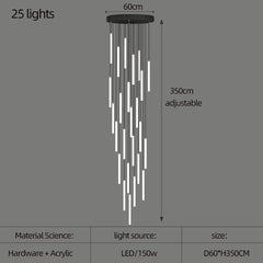 Staircase LED Chandelier Large Lamp