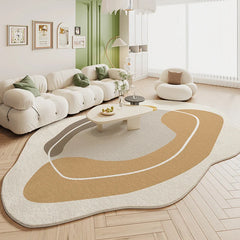 Green Plush Irregular Carpet Living Room Bedroom Floor Mat