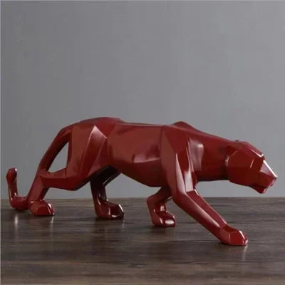 Abstract Geometric Panther Statue Resin Leopard Home Office Decor