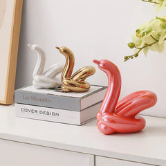 Nordic Ceramic Swan Sculpture Decorative Figurine Home Room Accessory