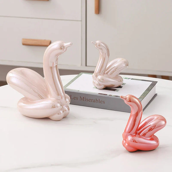 Nordic Ceramic Swan Sculpture Decorative Figurine Home Room Accessory