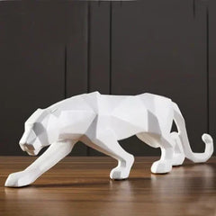 Abstract Geometric Panther Statue Resin Leopard Home Office Decor