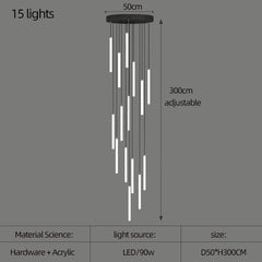 Staircase LED Chandelier Large Lamp