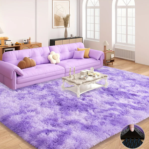 Silky Dream Purple Carpet Soft Washable Bedroom Rug