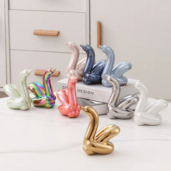 Nordic Ceramic Swan Sculpture Decorative Figurine Home Room Accessory
