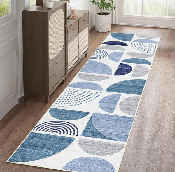 Non Slip Washable Geometric Half Circle Runner Rug Kitchen
