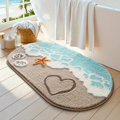Summer Wave Beach Bathroom Absorbent Waterproof Carpet Mat
