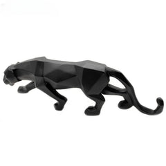 Abstract Geometric Panther Statue Resin Leopard Home Office Decor