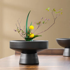 Retro Black Ceramic Vase Plant Flowerpot Tabletop Home Decor