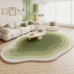 Green Plush Irregular Carpet Living Room Bedroom Floor Mat