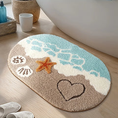 Summer Wave Beach Bathroom Absorbent Waterproof Carpet Mat