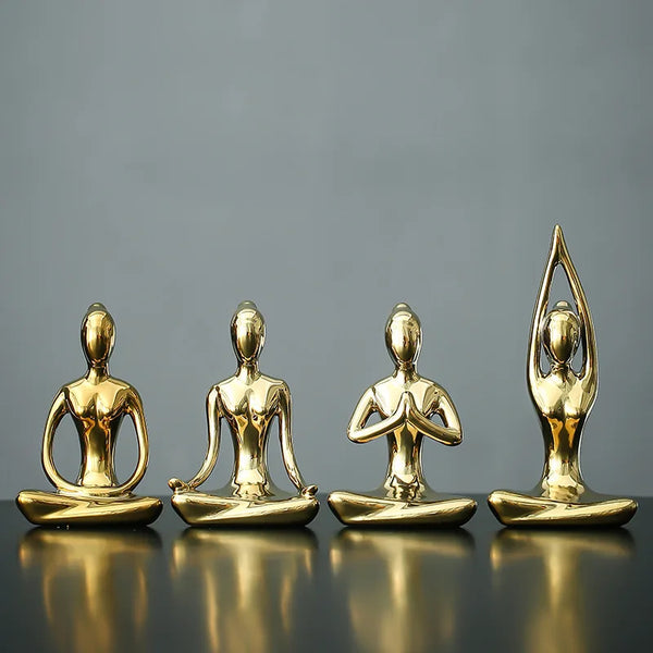Abstract Ceramic Yoga Figurine Porcelain Lady Statue Home Decor