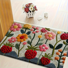 2D Garden Flower Doormat Non Slip Home Floor Rug