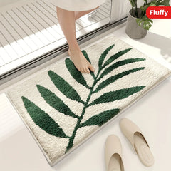 Green Leaf Carpet Soft Absorbent Bathroom Door Mat