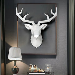 Deer Head Sculpture Wall Hanging Elk Antlers Decorative Statue