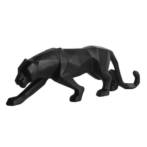 Abstract Geometric Panther Statue Resin Leopard Home Office Decor