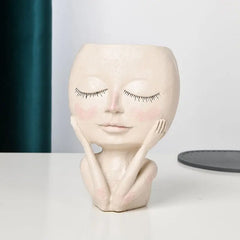 Girl Face Vase Creative Decorative Home Balcony Living Room Ornament