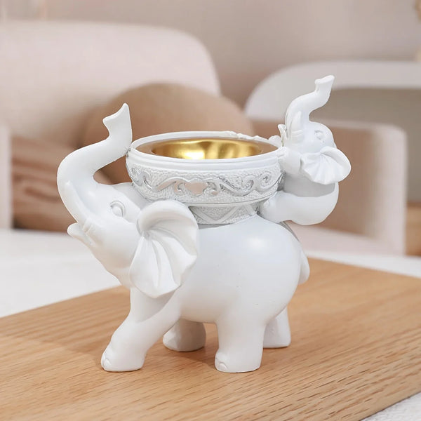 Elephant Figurine Candy Tray Key Bowl Storage Desk Decor