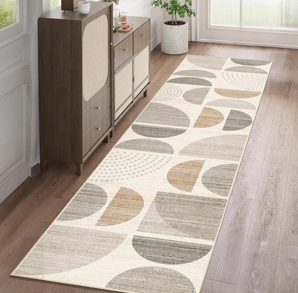 Non Slip Washable Geometric Half Circle Runner Rug Kitchen