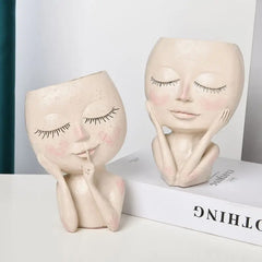 Girl Face Vase Creative Decorative Home Balcony Living Room Ornament