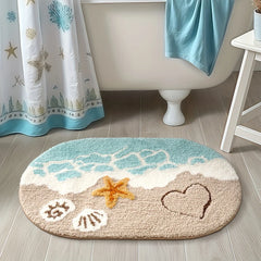 Summer Wave Beach Bathroom Absorbent Waterproof Carpet Mat