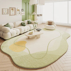 Green Plush Irregular Carpet Living Room Bedroom Floor Mat