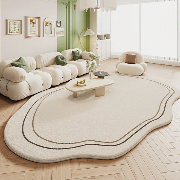 Green Plush Irregular Carpet Living Room Bedroom Floor Mat