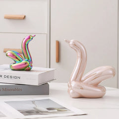 Nordic Ceramic Swan Sculpture Decorative Figurine Home Room Accessory