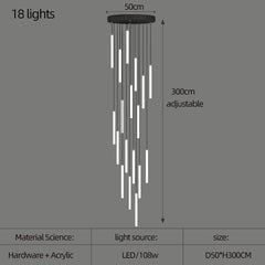 Staircase LED Chandelier Large Lamp