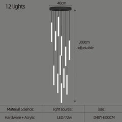 Staircase LED Chandelier Large Lamp