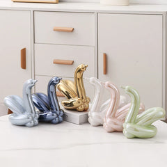Nordic Ceramic Swan Sculpture Decorative Figurine Home Room Accessory