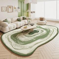Green Plush Irregular Carpet Living Room Bedroom Floor Mat