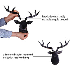 Deer Head Sculpture Wall Hanging Elk Antlers Decorative Statue