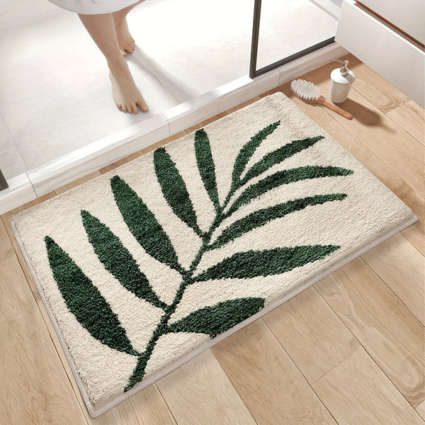 Green Leaf Carpet Soft Absorbent Bathroom Door Mat