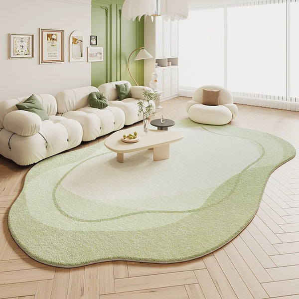 Green Plush Irregular Carpet Living Room Bedroom Floor Mat