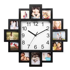 Photo Frame Clock Collage 12 Picture Wall Display Decor