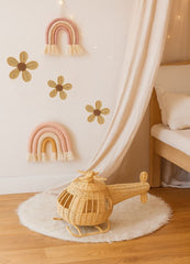 Rattan Daisy Wall Decor Boho Nursery Kids Room Handmade